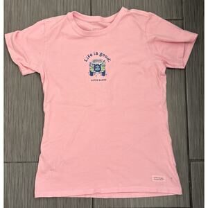 Life Is Good Crusher T-Shirt 100% Cotton Crew Neck Pink Size XS Outer Banks